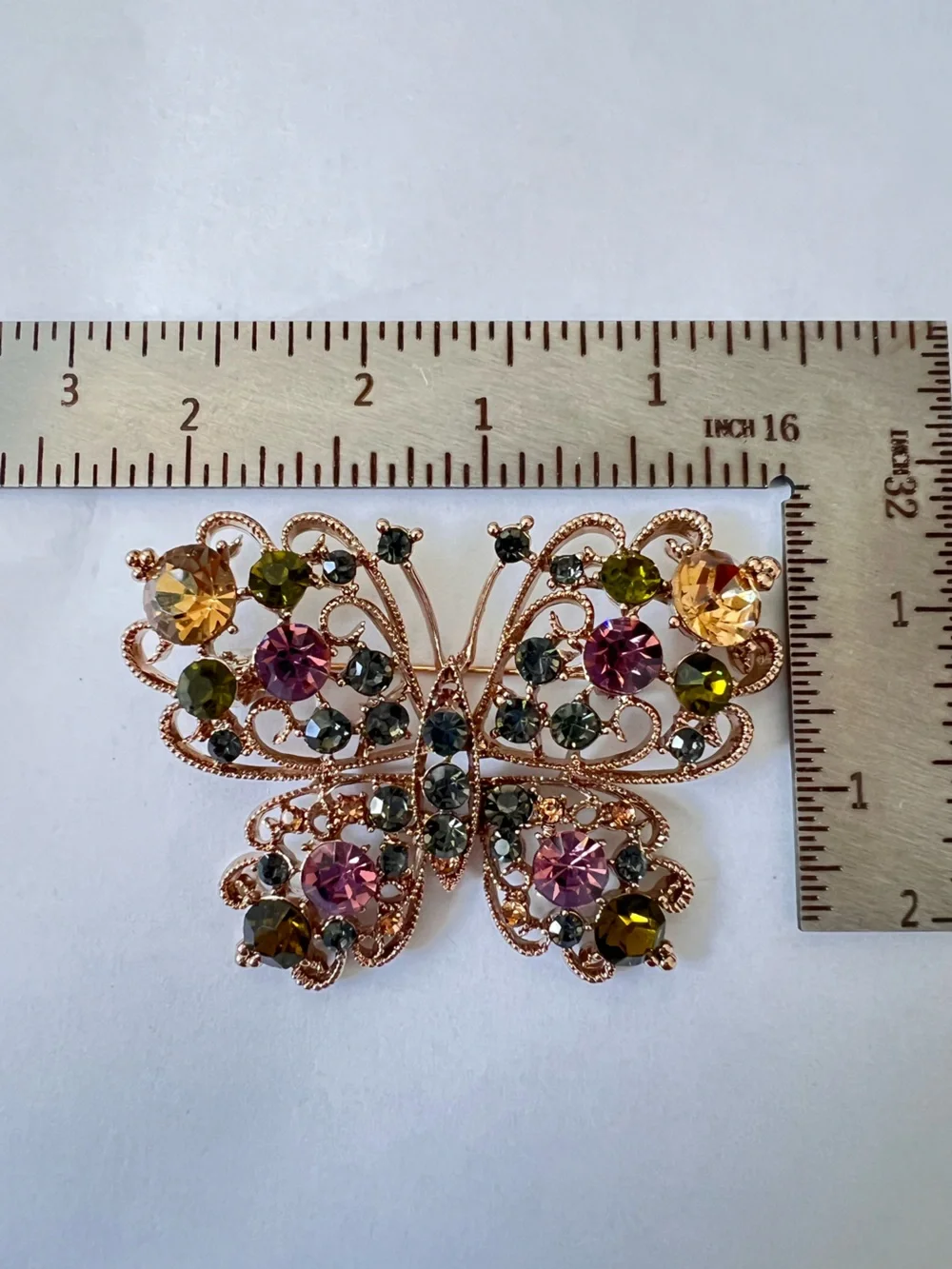 Lot of 3 Multicolor Crystal Butterfly Brooch Pin - Women Jewelry